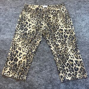 Isalis Trendy Cool Girl Leopard Print Capri Denim Pants